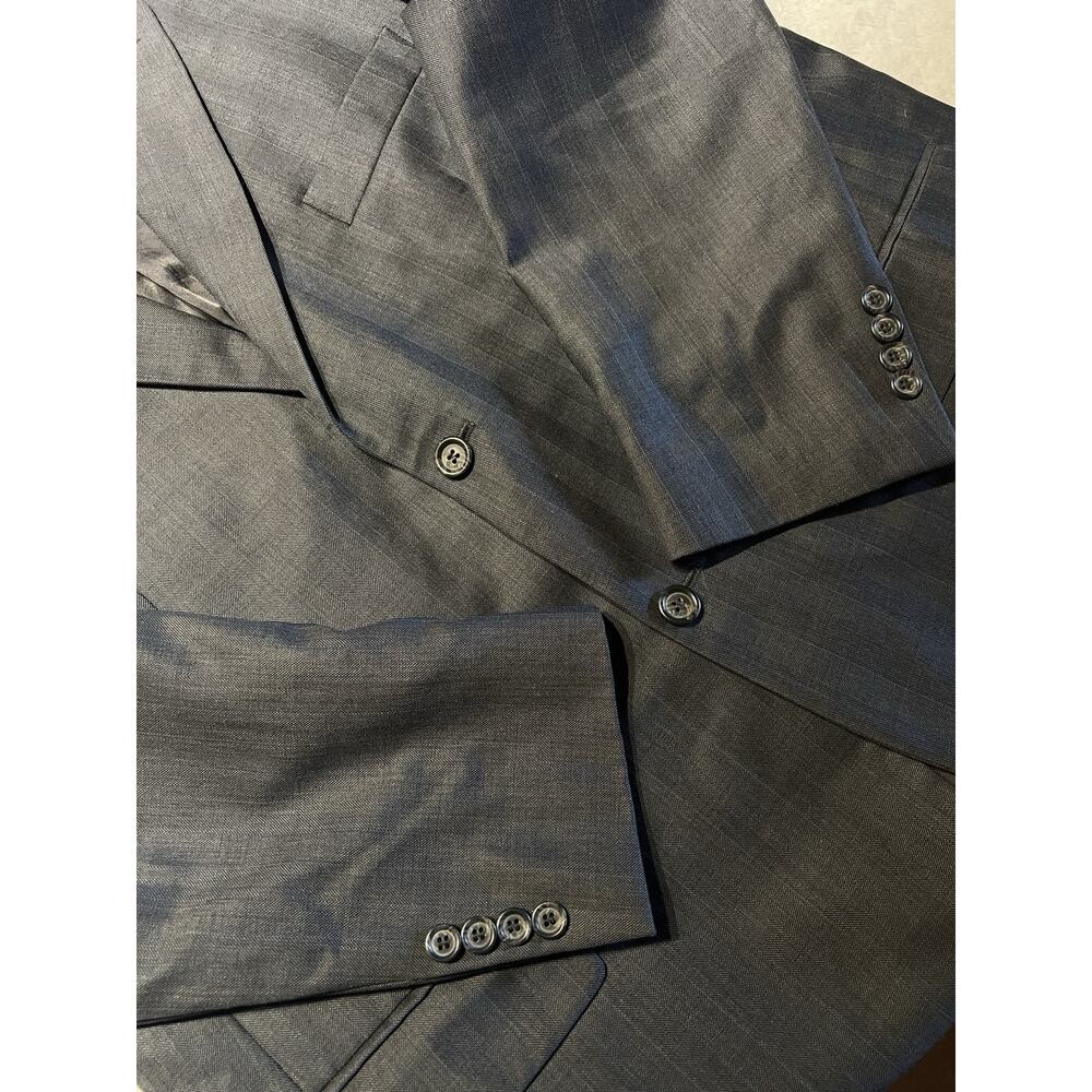 Vito Rufolo Italy Mens 46R 39x31 Gray with Ice Blue Stripe Super 100s Suit Note - Picture 5 of 16